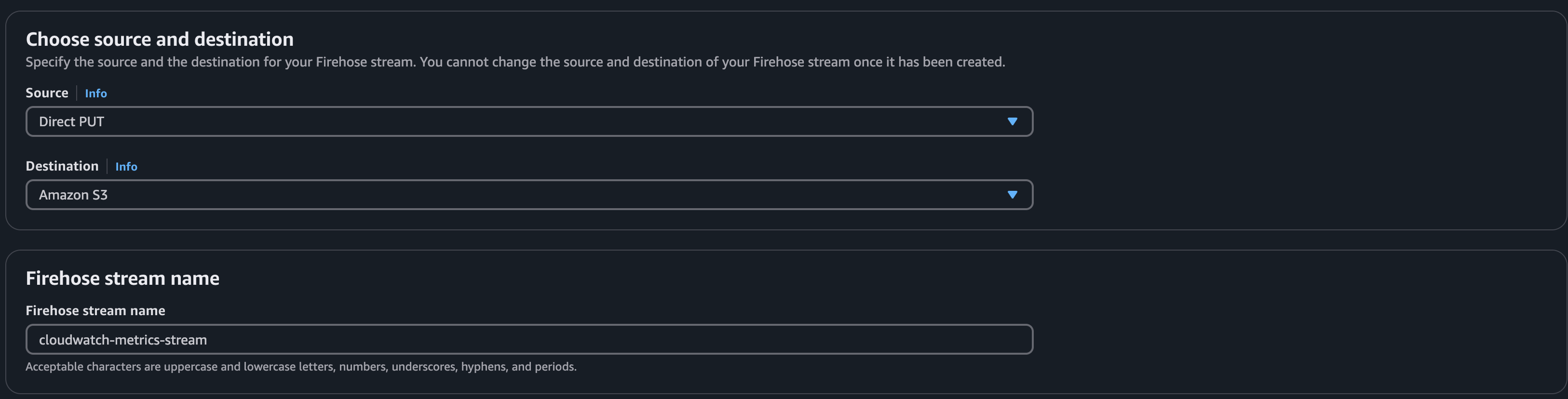 Firehose source config