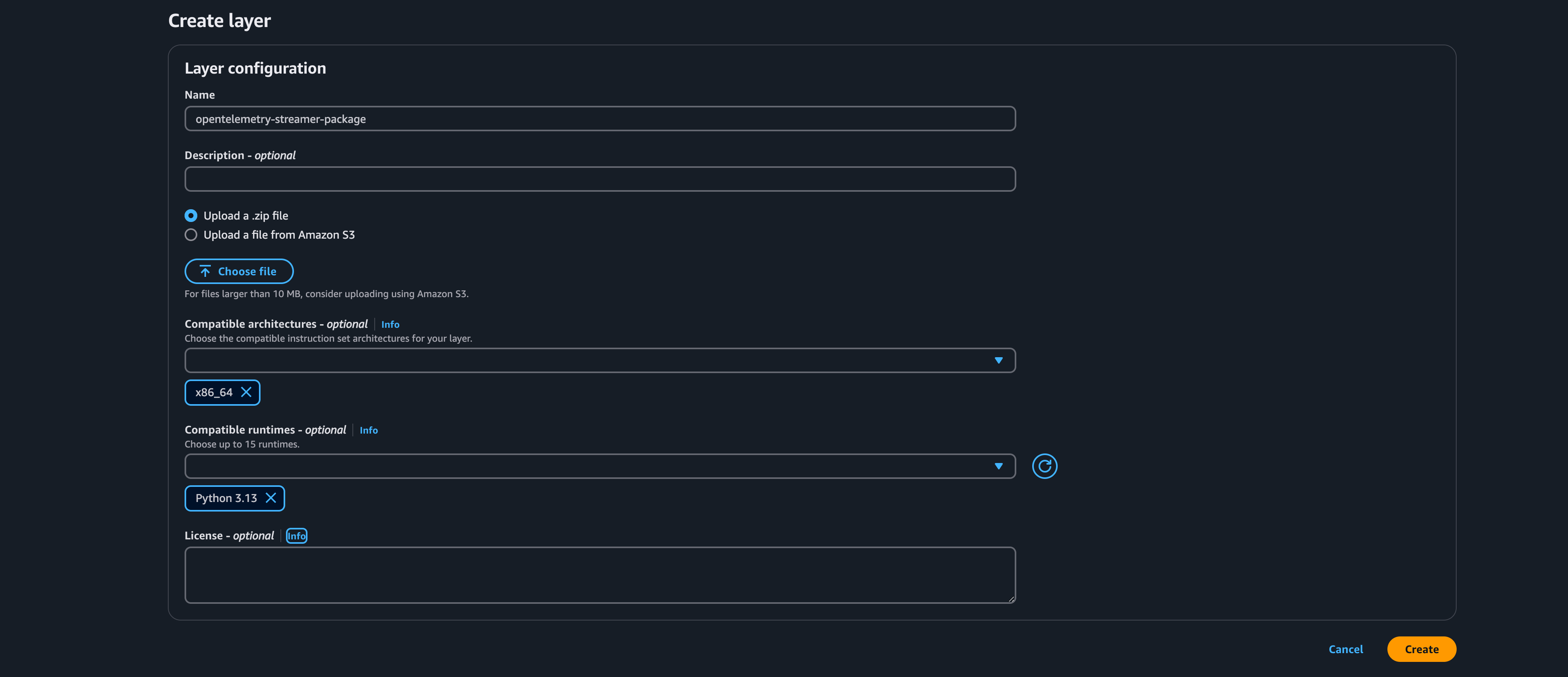 create lambda page